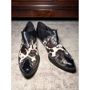 Reba Cow Hide & Leather Studded Ankle Booties Size 6.5